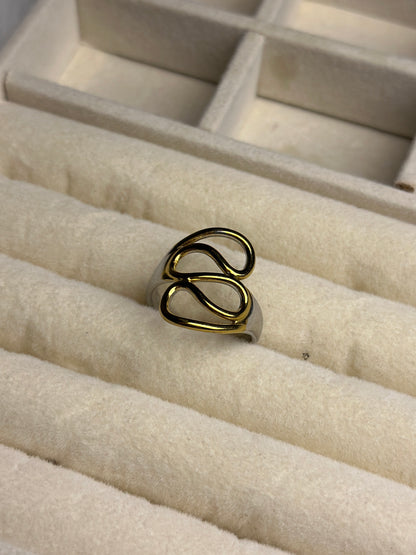 Premium Adjustable Stainless Steel Ring ( TWO-TONE )