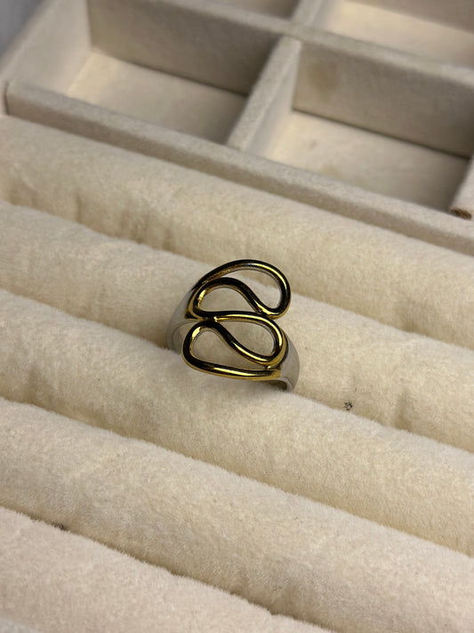 Premium Adjustable Stainless Steel Ring ( TWO-TONE )