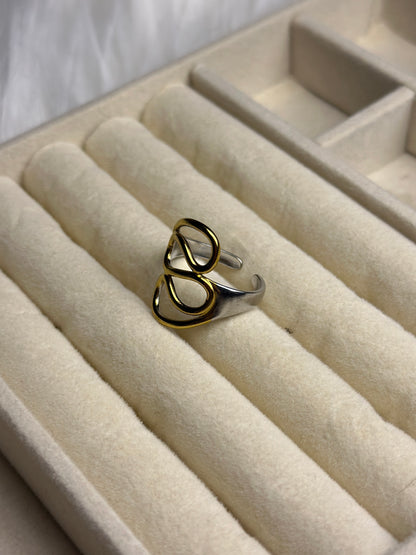 Premium Adjustable Stainless Steel Ring ( TWO-TONE )