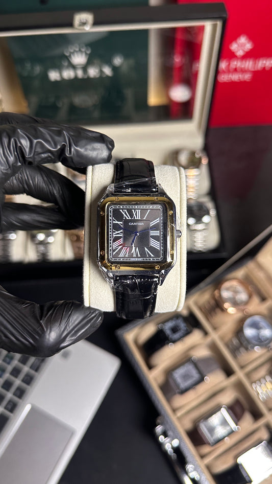 CARTER BLACK WITH GOLDEN BASE PREMIUM LEATHER STRAPS