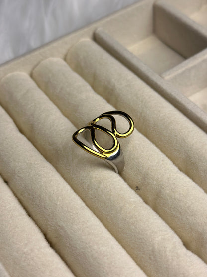 Premium Adjustable Stainless Steel Ring ( TWO-TONE )