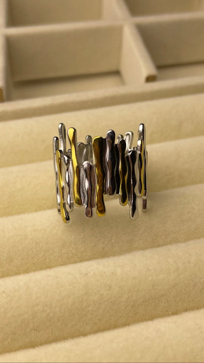 Premium Adjustable Stainless Steel Ring ( TWO-TONE )