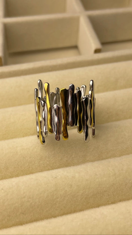 Premium Adjustable Stainless Steel Ring ( TWO-TONE )
