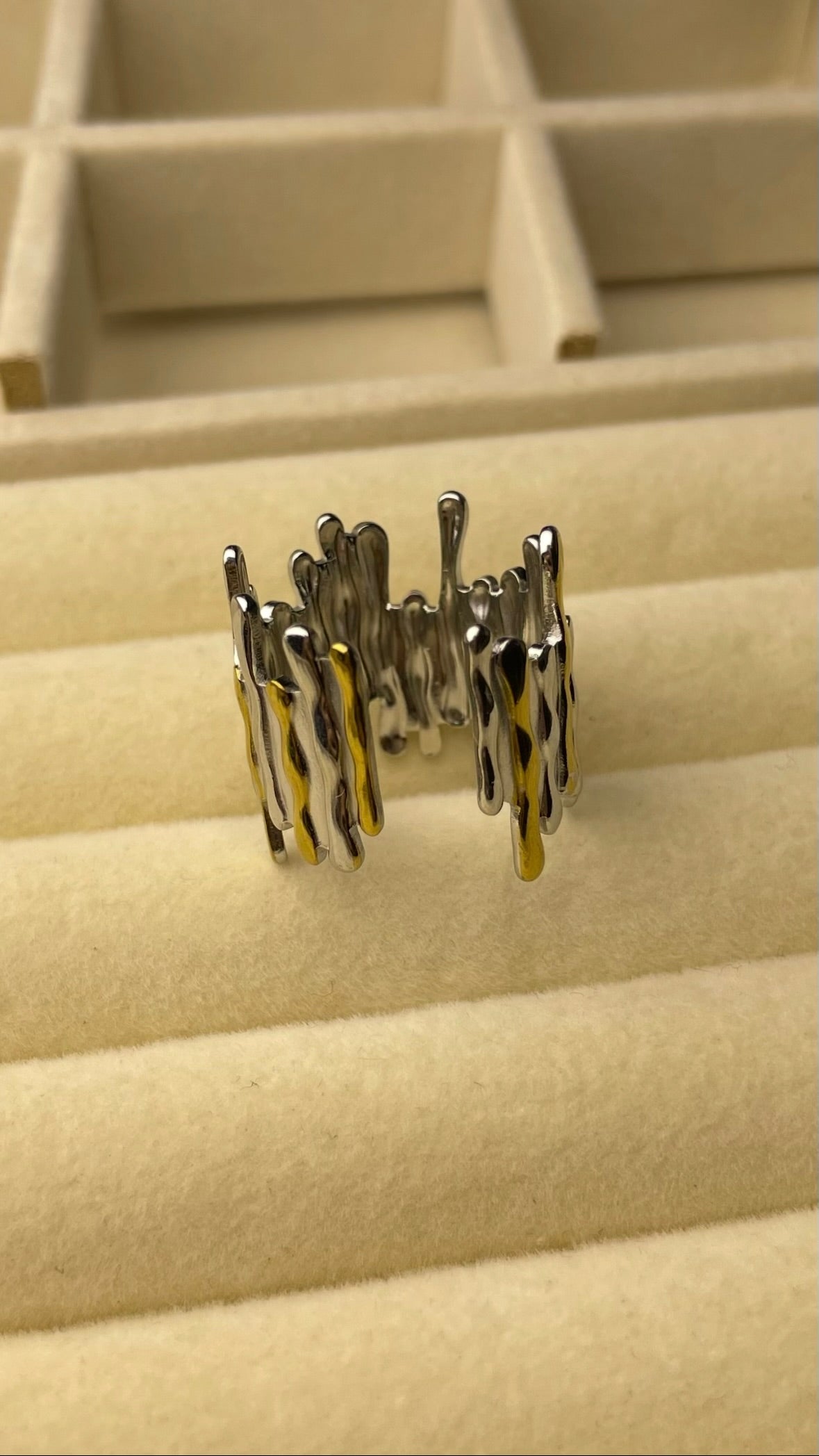 Premium Adjustable Stainless Steel Ring ( TWO-TONE )