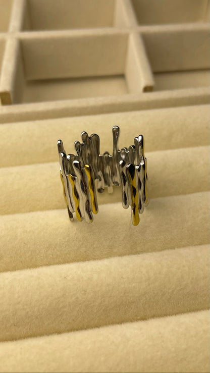 Premium Adjustable Stainless Steel Ring ( TWO-TONE )
