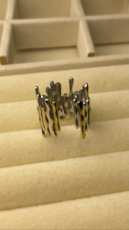 Premium Adjustable Stainless Steel Ring ( TWO-TONE )
