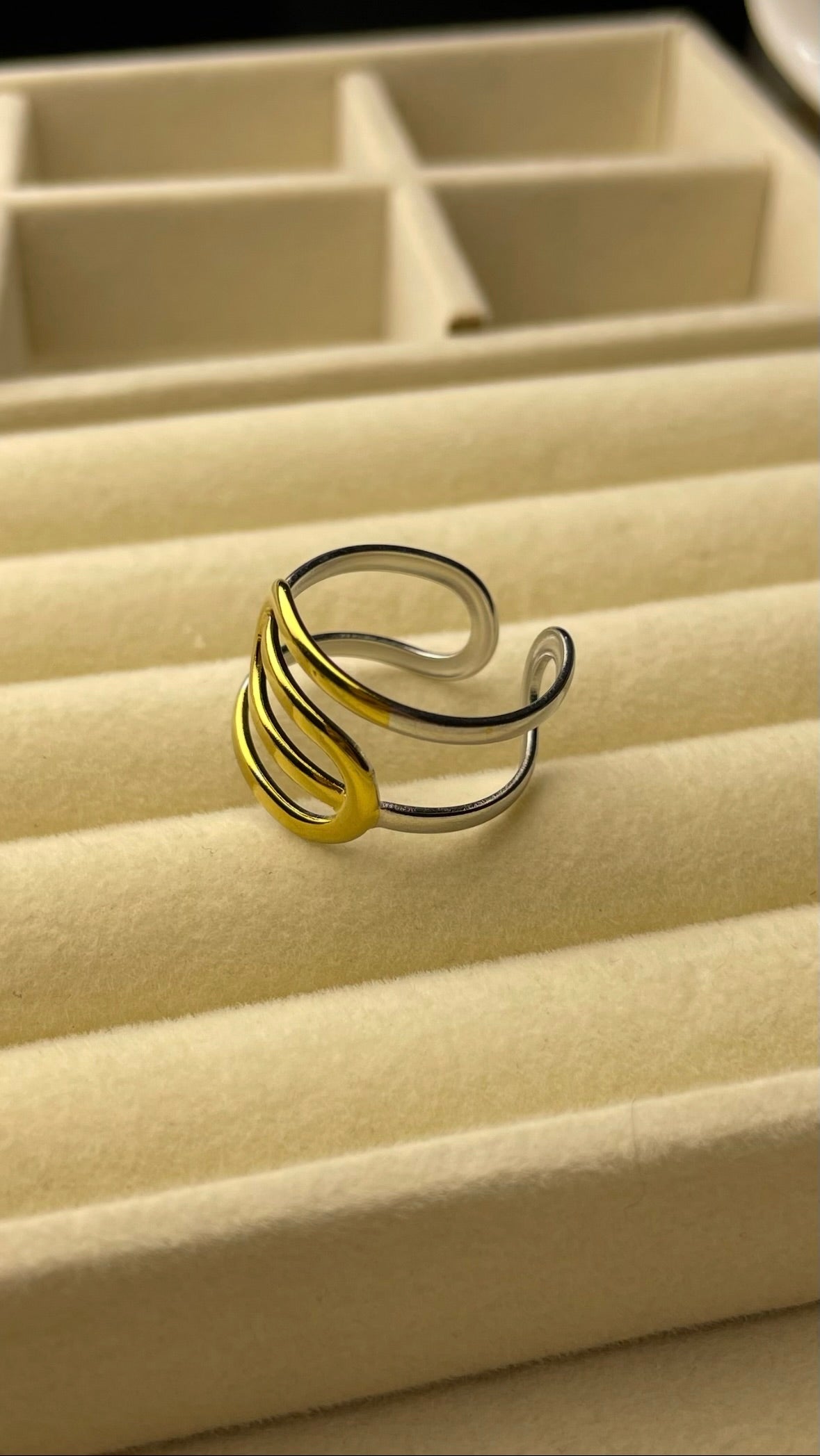 Premium Adjustable Stainless Steel Ring ( TWO-TONE )