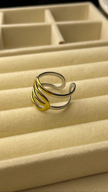 Premium Adjustable Stainless Steel Ring ( TWO-TONE )