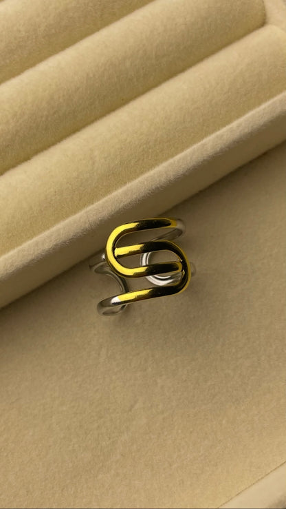 Premium Adjustable Stainless Steel Ring ( TWO-TONE )