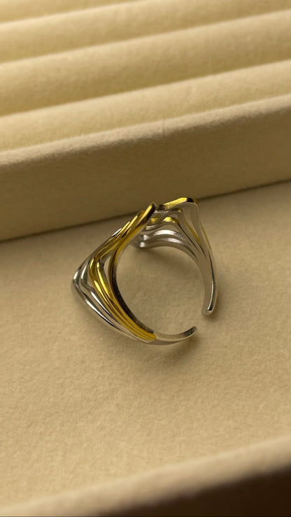 Premium Adjustable Stainless Steel Ring ( TWO-TONE )