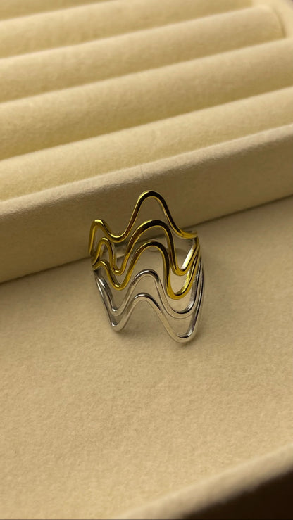 Premium Adjustable Stainless Steel Ring ( TWO-TONE )