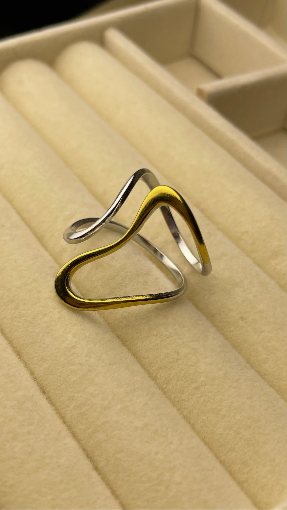 Premium Adjustable Stainless Steel Ring ( TWO-TONE )