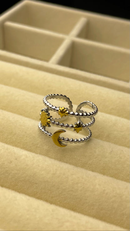 Premium Adjustable Stainless Steel Ring ( TWO-TONE )