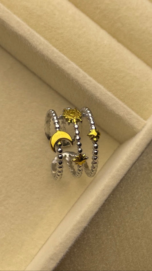 Premium Adjustable Stainless Steel Ring ( TWO-TONE )