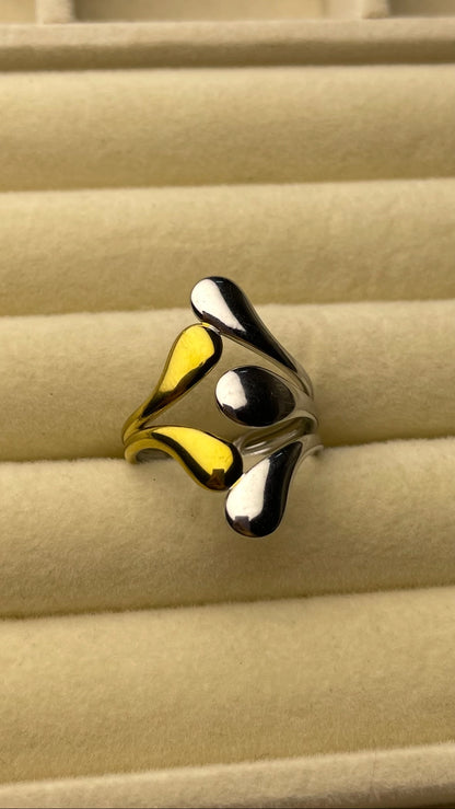 Premium Adjustable Stainless Steel Ring ( TWO-TONE )