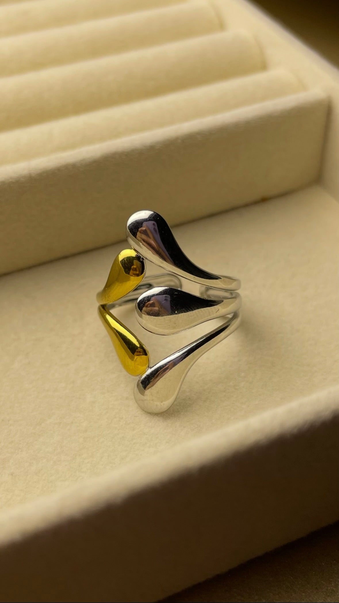 Premium Adjustable Stainless Steel Ring ( TWO-TONE )