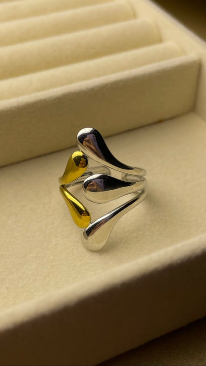 Premium Adjustable Stainless Steel Ring ( TWO-TONE )