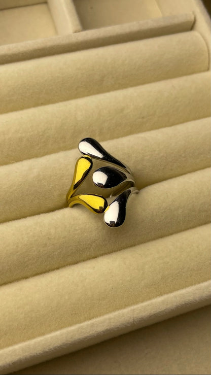 Premium Adjustable Stainless Steel Ring ( TWO-TONE )